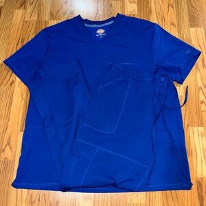 Dickies 2XL Scrub Top and Bottoms. Royal Blue.